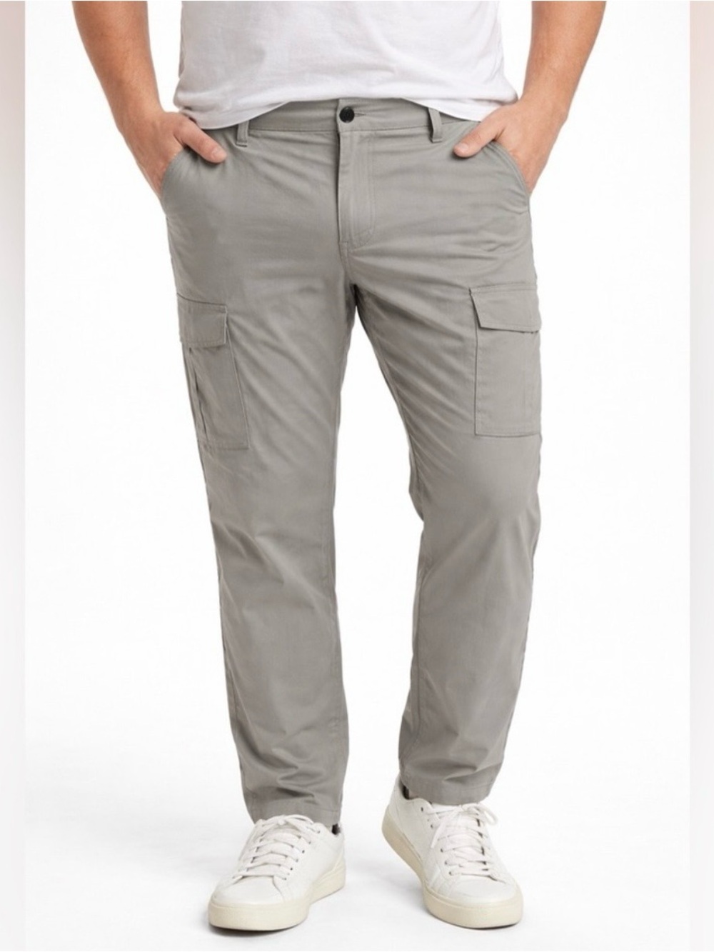 Vuori Men's Cargo Pants in Light Gray - Slim Relaxed Fit